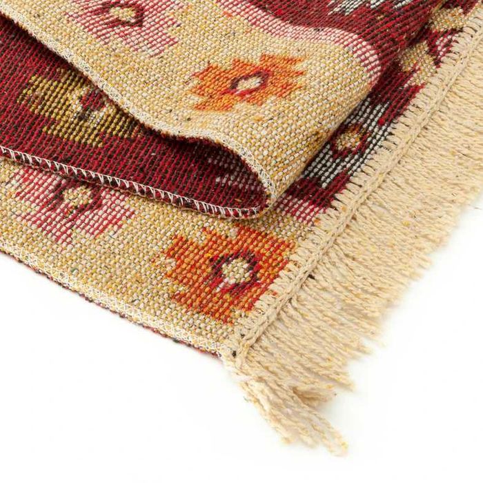 Dywan kilim tkany dwustronny wzór 80x150 terra bordowy