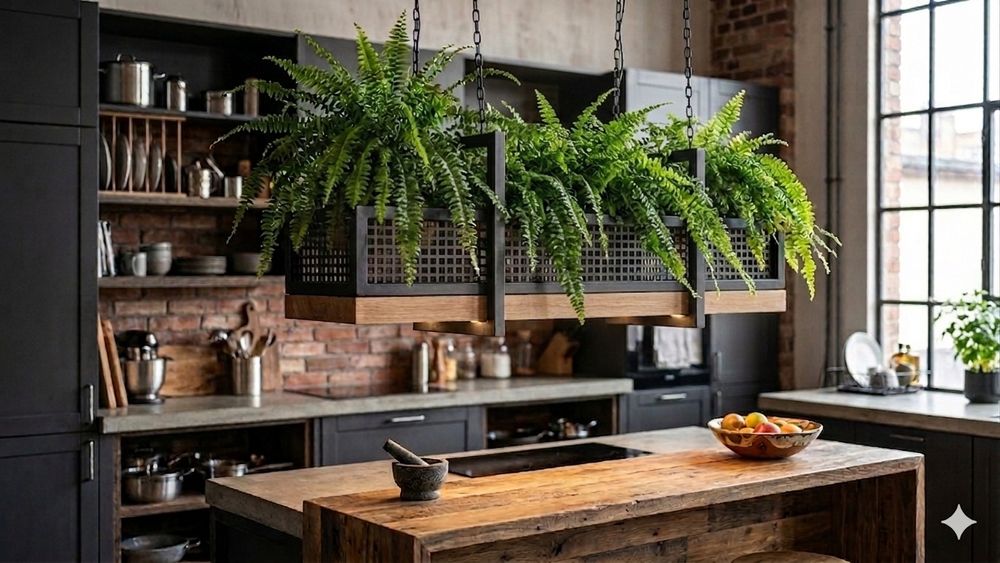 Lampa wisząca nad wyspę kuchenną,stół do salonu loft industrial