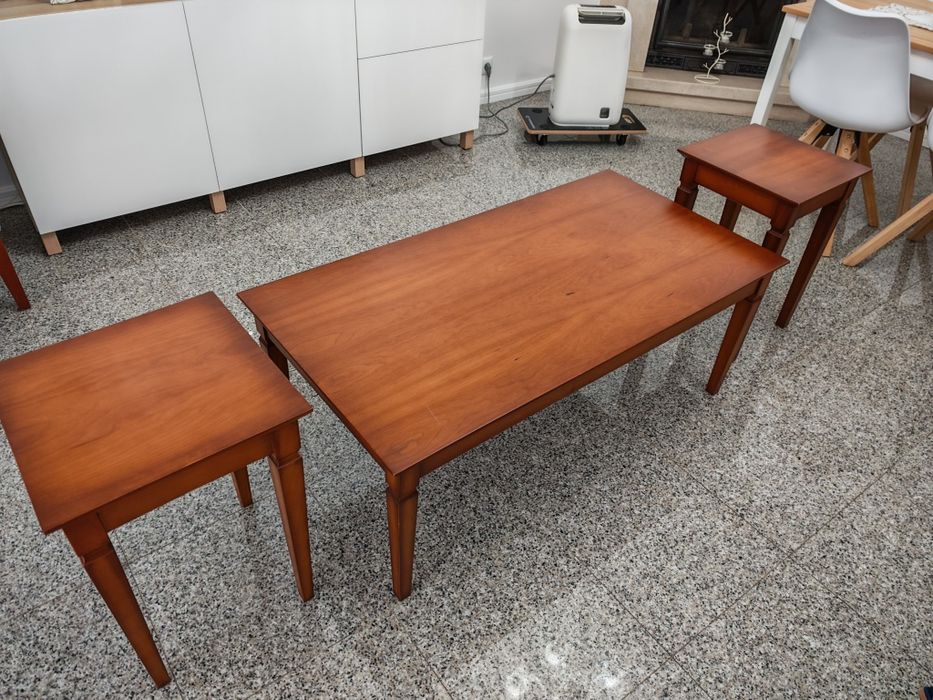 Conjunto sala (mesa de centro + 2 mesas de apoio)