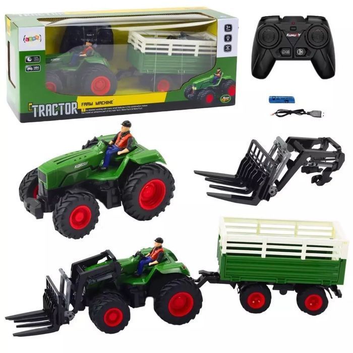 Traktor z przyczepą RC zdalnie sterowany. Leantoys