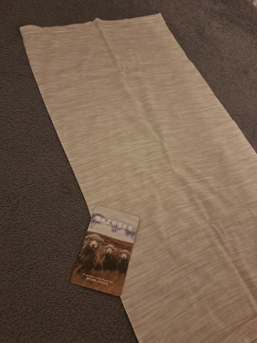 100% Merino Wełna Merynosowa Komin Bandama Jasnoszary NOWY