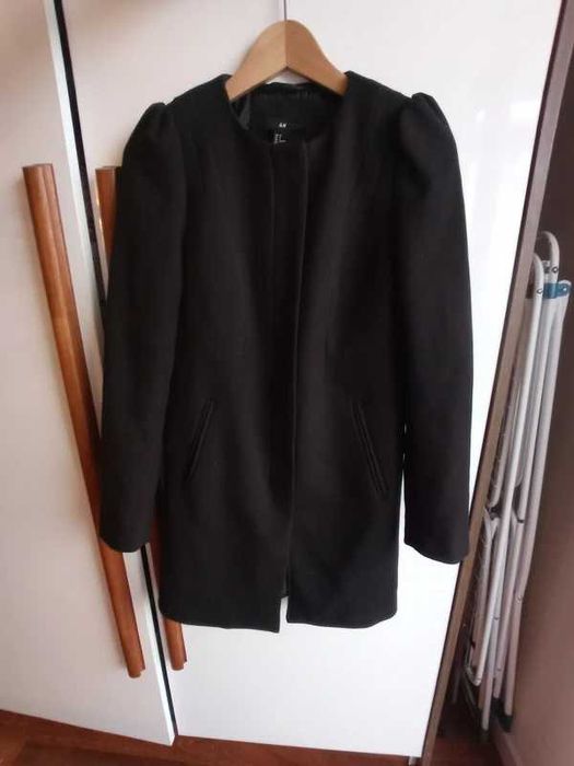 płaszczyk H&M długa marynarka żakiet czarny 36