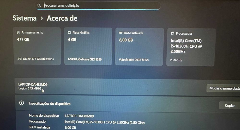 Lenovo Legion 5 15IMH05 portátil / Laptop gaming
