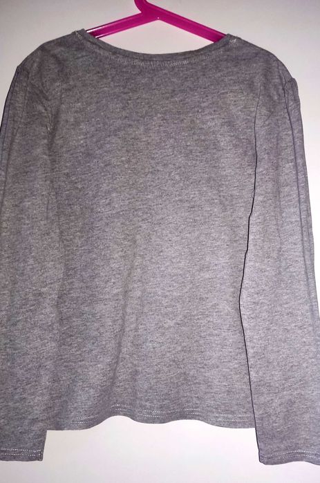 szara bluzka koszulka z dł. rękawem koty bawełna r. 152