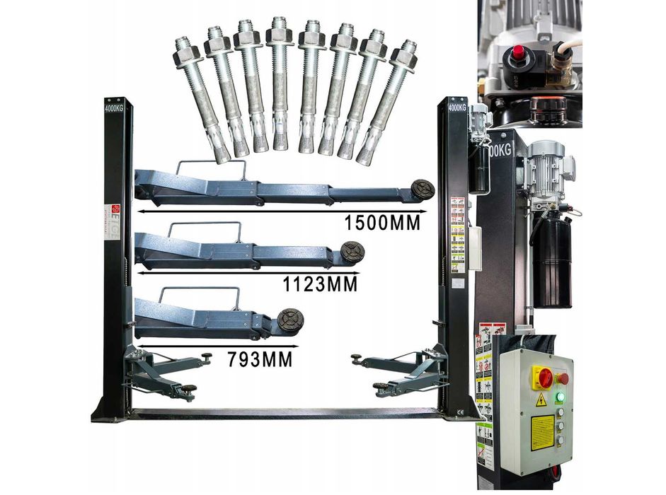 Podnośnik Dwukolumnowy Samochodowy SAE-40 BLACK 4000KG 4T 400V 2,2kW Pełny Automat Dostawa Cała Polska
