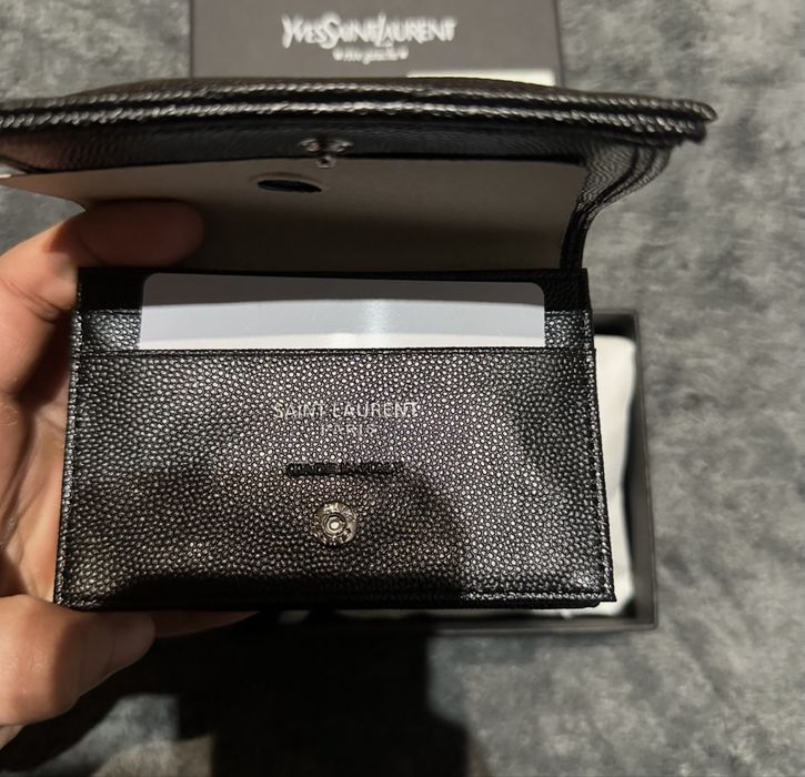 Portfel Yves Saint Laurent YSL srebrny czarny