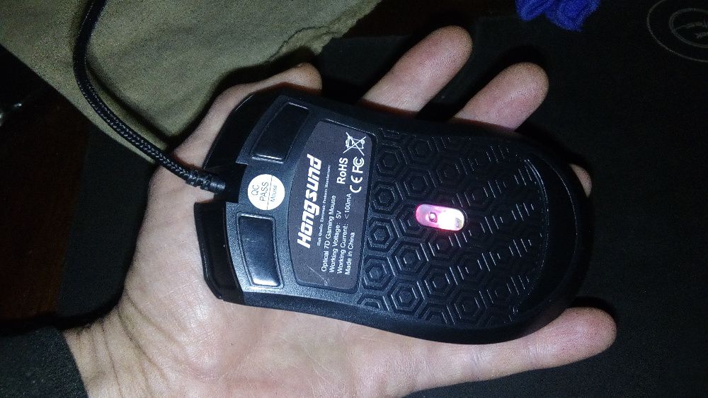 Hongsund мышь оптическая usb, 7 цветов, 3200dpi,7 кнопок чёрная