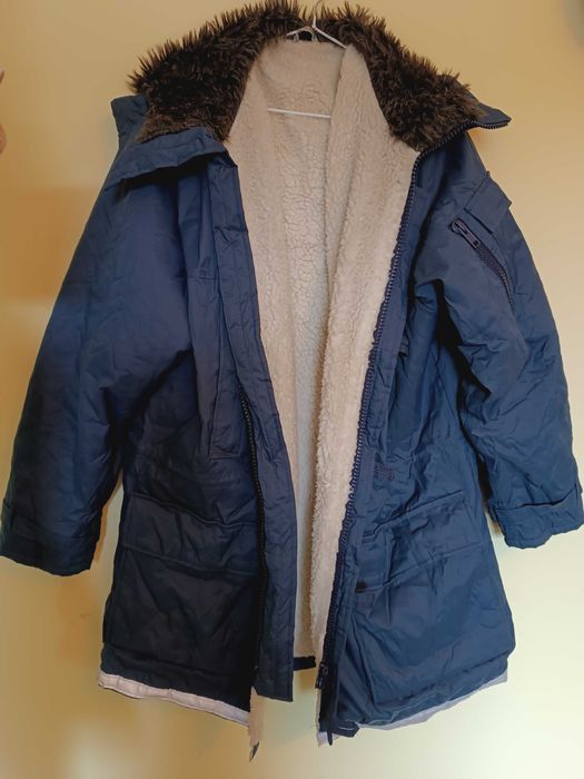 Ciepła, męska kurtka zimowa z kożuszkiem, ocieplany kaptur