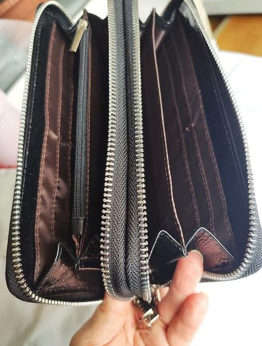 Кожаный кошелек (гаманець) универсальный. Цвет - Черный