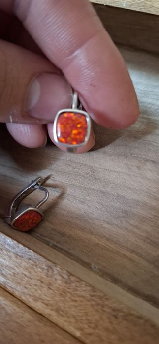 Серьги из серебра с розовым опалом