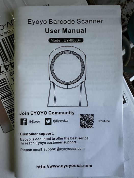 Сканер штрих-кодів Eyoyo Hands-Free 1D 2D, QR-зчитувач штрих-кодів