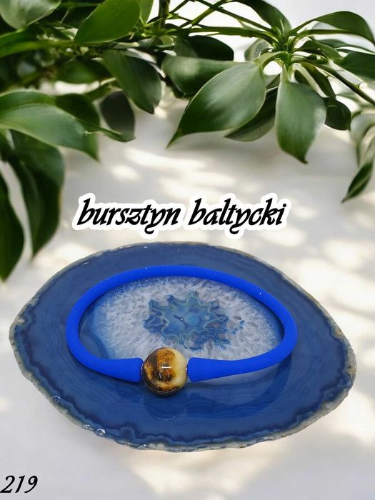 Bransoletka bursztyn bałtycki kulka mleczno-brudaskowa silikon #219