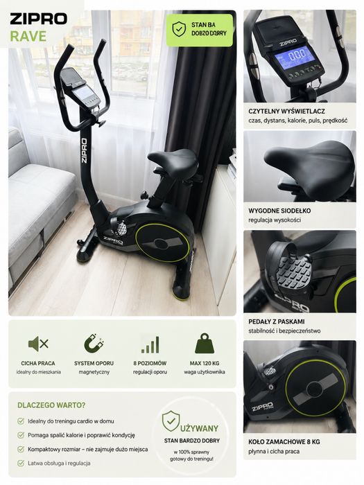 Rower treningowy stacjonarny - Zipro Rave - super stan