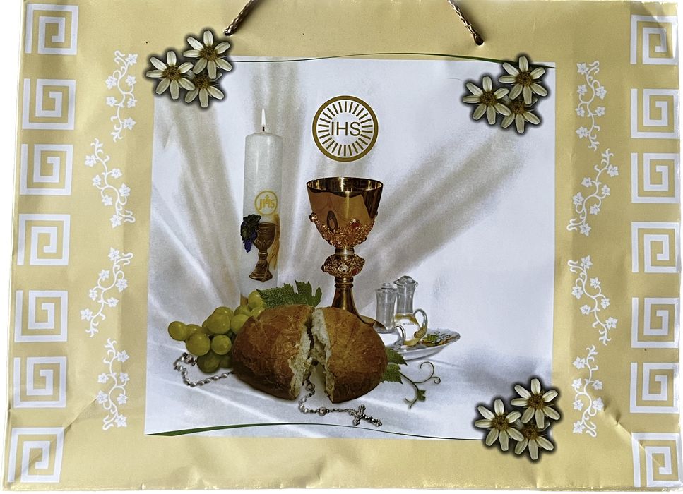 Elegancka Torebka Prezentowa na Komunię 26x35x11,5 cm - Ozdobna