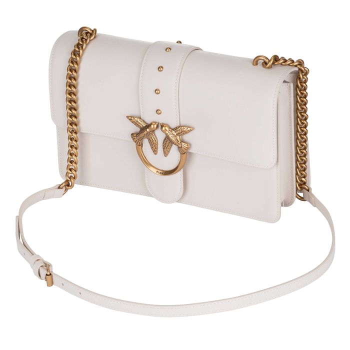 PINKO damska torebka listonoszka Love one Classic Icon biała/ecru
