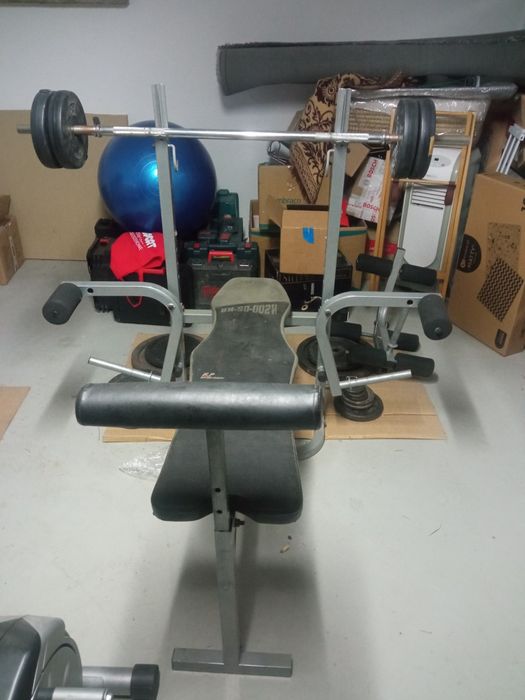 Ławka do cwiczen, sztanga, ciężary