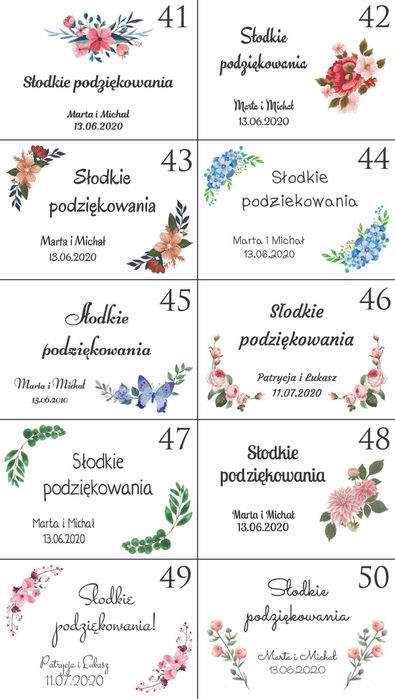 Naklejki na słoiczki 40ml miód prezenty dla gości personalizowane ślub