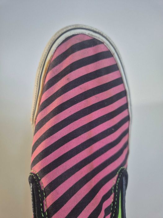 VANSy Classic Slip-On w różowe czarne paski vintage