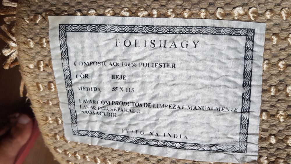 Conjunto 2 Tapetes Shagy 55x115cm cor bege