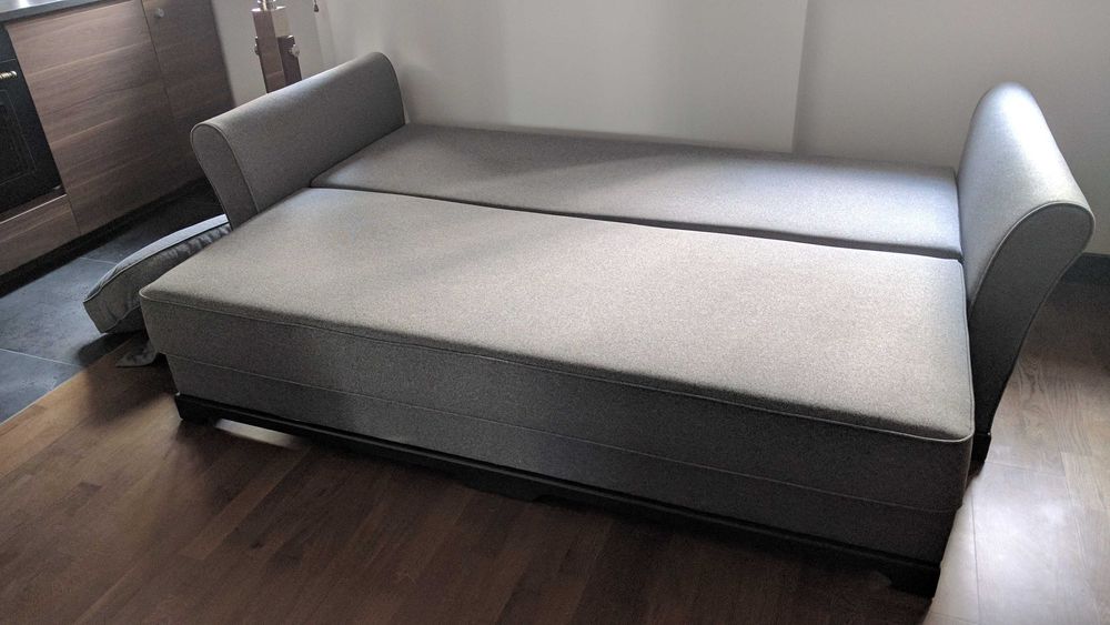 sofa 225 cm, rozkładana do spania, szara, nowoczesna