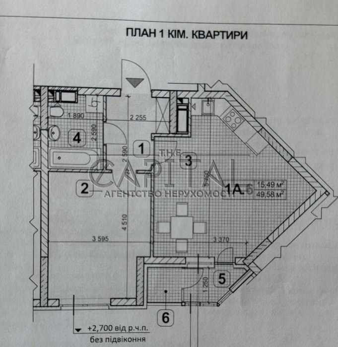 Продажа 1-комнатной квартиры 50м2 без ремонта в ЖК Причал Дарницкий район