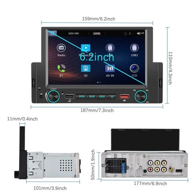Rádio 1din 6,2" polegadas CARPLAY Android auto Bluetooth NOVO