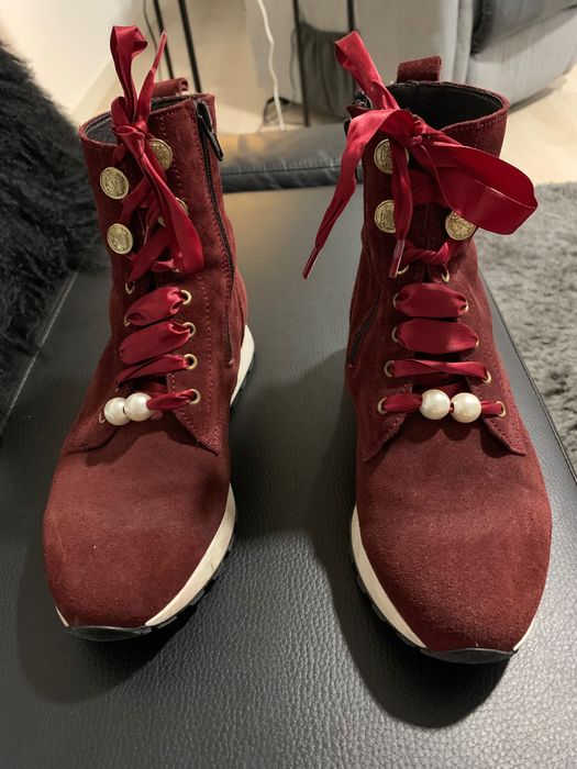 Botas bordeux de camurça