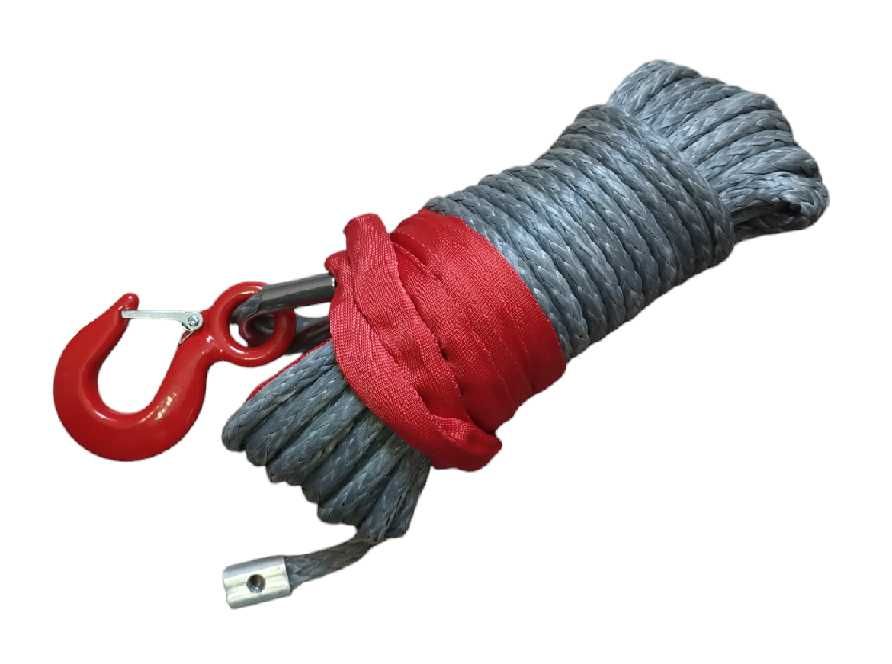 Lina syntetyczna Dyneema z hakiem do wyciągarki 12mm 28m Laweta