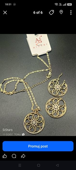 Komplet biżuterii łańcuszek z zawieszką i kolczyki