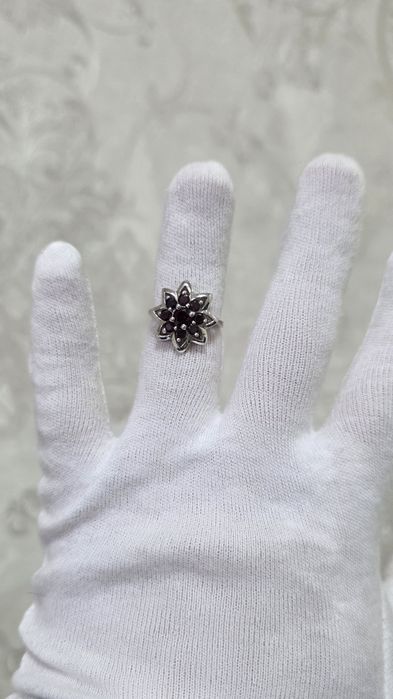 Срібний набір з гранатом.