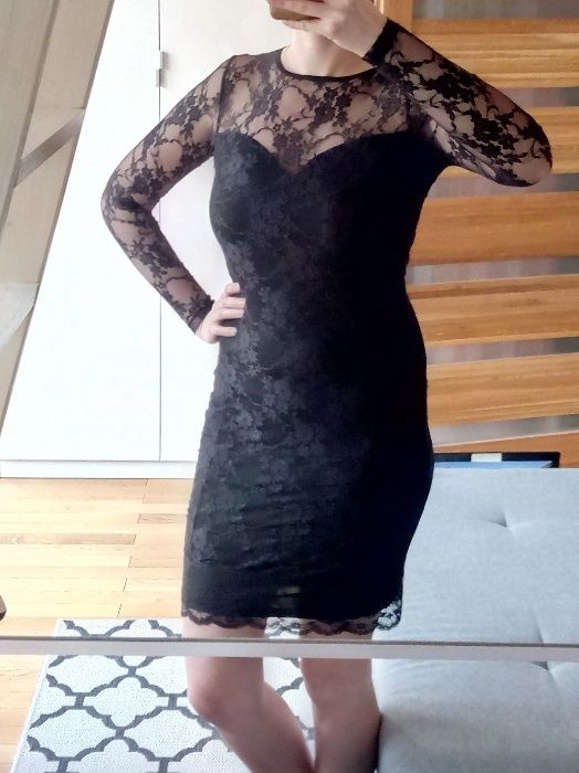 Mała czarna sukienka koronka 36 S Top Secret