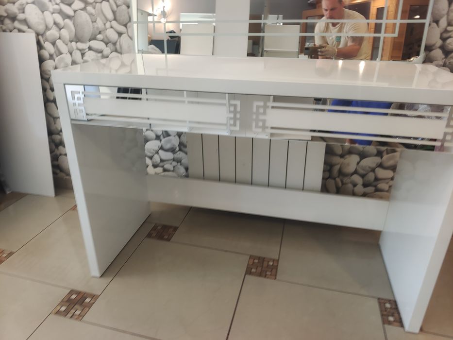 Toaletka glamour, wysoki połysk, 120cm, lustro komplet