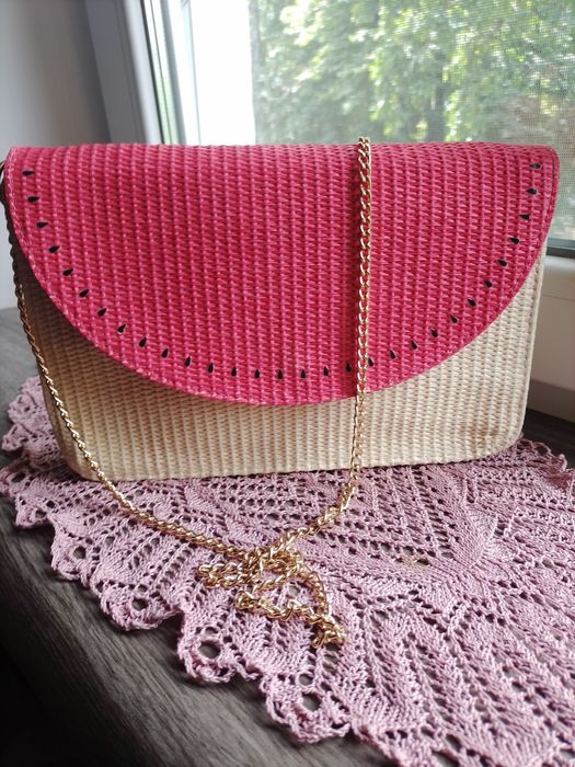 Сумка солом'яна Escada Sorbetto Rosso.