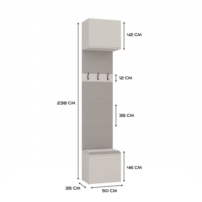 WIESZAK Podwójny HAGA II 2W Szafka Do Przedpokoju 238x100x35cm KASZMIR