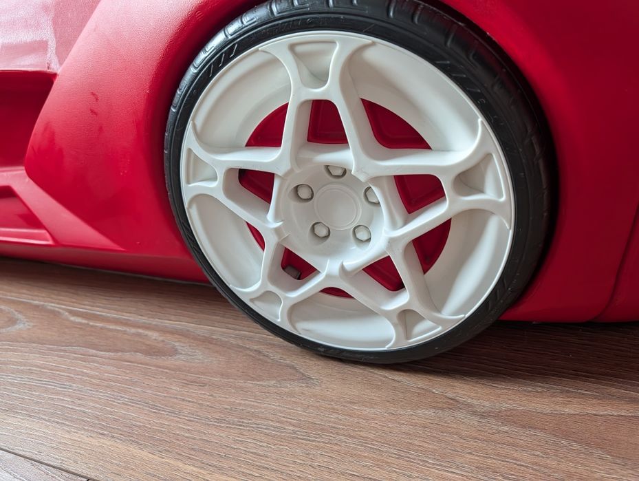 Łóżko Samochód Auto 70x160 Czerwone + Materac + Światła LED