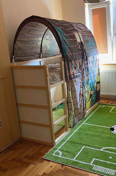 Łóżko IKEA KURA 2w1 (odwracane) + oryginalny baldachim, stan dobry