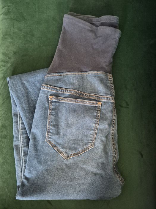 H&M, jeansy ciążowe, niebieskie, super skinny, długie spodnie,H&H mama, rozm 38/ rozm 34