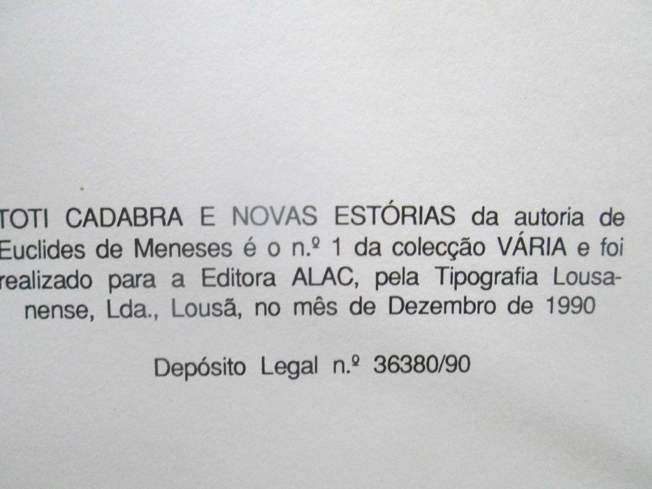 Toti Cadabra e outras estórias, de Euclides de Menezes