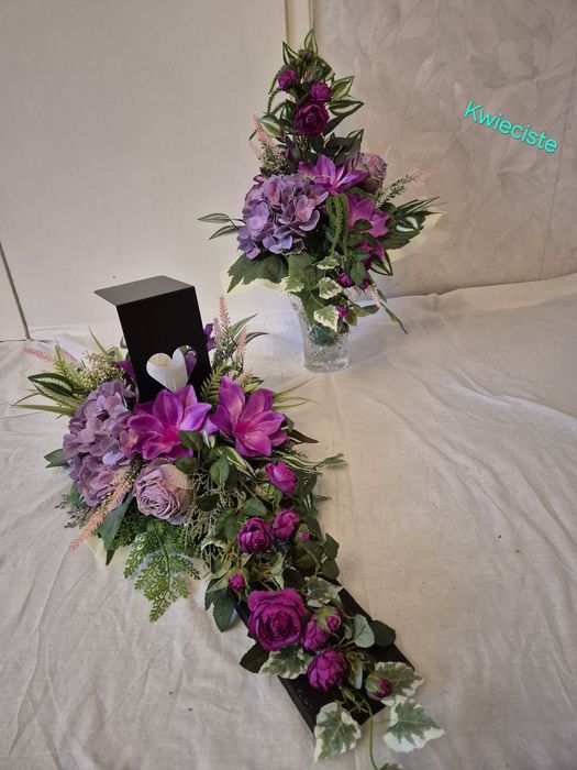 Kompozycja,dekoracja na cmentarz. Komplet.