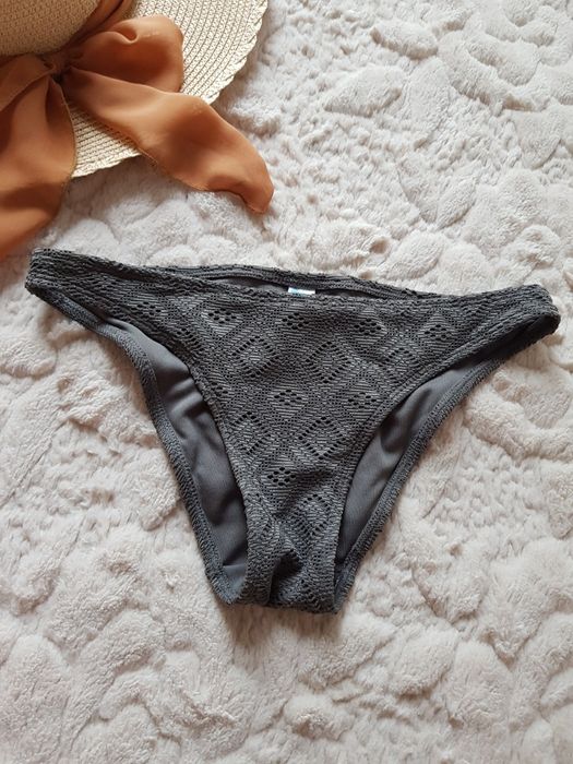Nowe majtki od bikini XS New Yorker szare z brokatem ażurowy wzorek uniwersalny strój kąpielowy