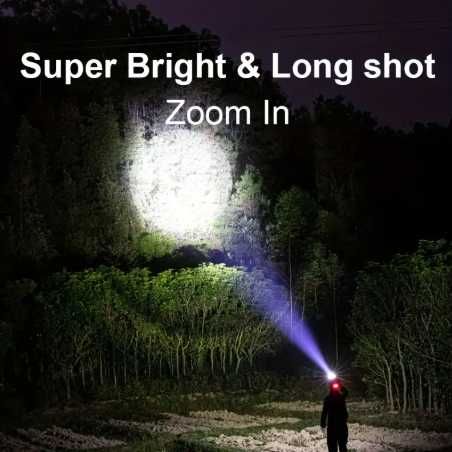 Мощный Налобный фонарик с светодиодом P70 датчик движения, зум