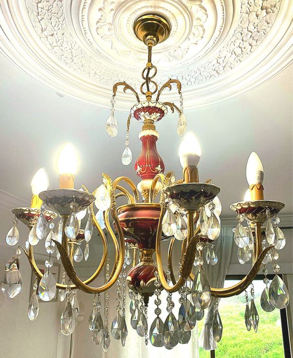 Candeeiro tecto porcelana cristal