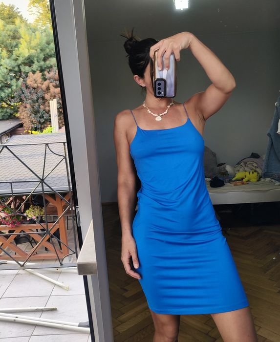 Niebieska sukienka na ramiączkach kobalt camisole dress M L