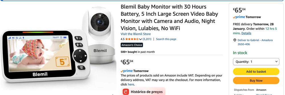 Blemil Baby Monitor Monitor de Bebe - 1 Camera 1 Monitor