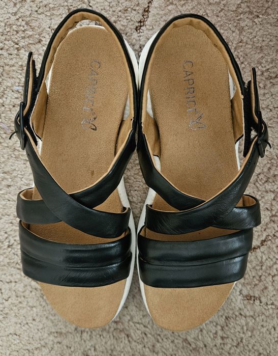 Czarne sandały damskie 39 Caprice skóra naturalna