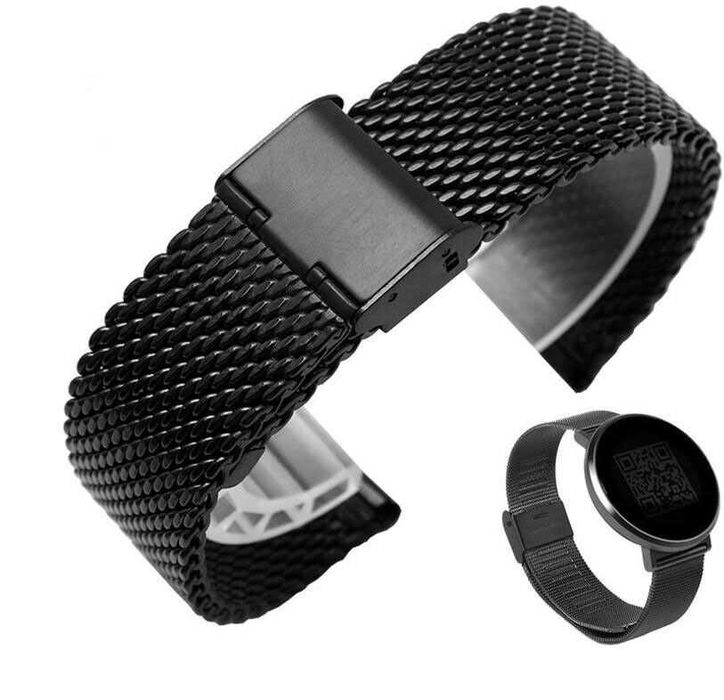 Bransoleta mesh 24mm do zegarka siatkowa czarna PVD milano