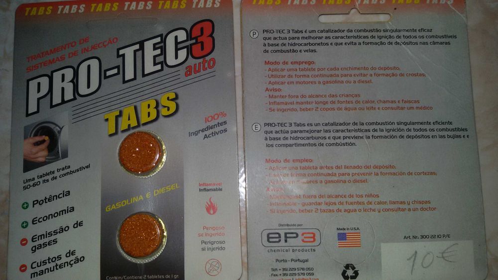 Aditivo/Pastilhas para Gasolina/Diesel Carros Injeção (NOVA)