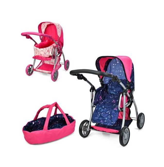 Коляска-трарнсформер для кукол 9672 MELOGO металлическая с переноской
