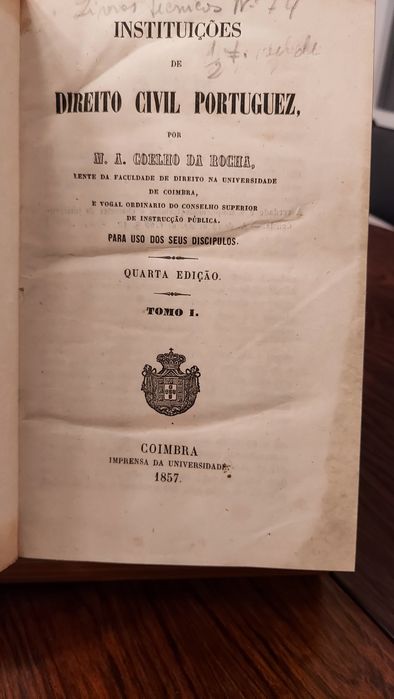 Instituições de Direito Civil Portuguez, 4ª edição, Coimbra 1857