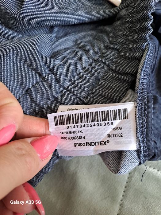 Spodnie joggery ze ściągaczami indygo Zara XL